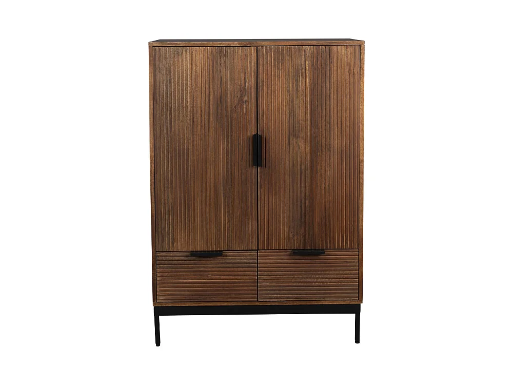 Saroo - Buffet 2 portes 2 tiroirs en bois et métal - Couleur - Bois foncé / noir