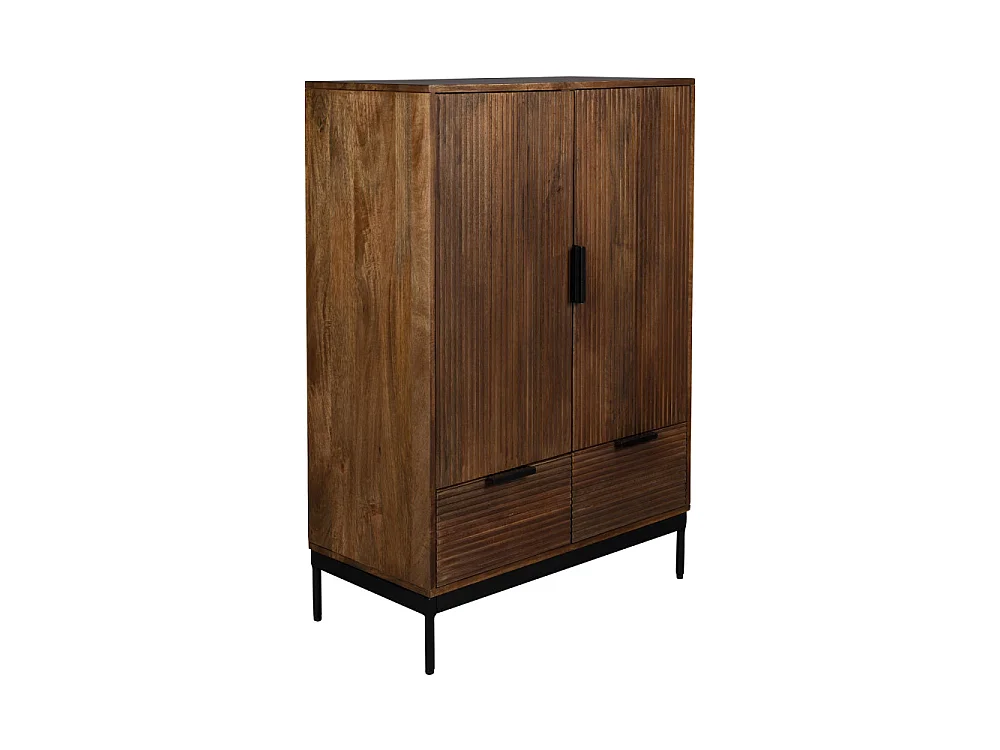 Saroo - Buffet 2 portes 2 tiroirs en bois et métal - Couleur - Bois foncé / noir