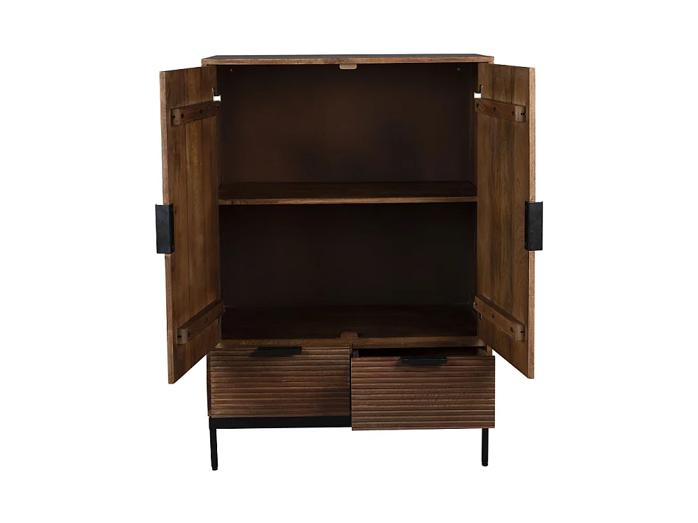 Saroo - Buffet 2 portes 2 tiroirs en bois et métal - Couleur - Bois foncé / noir