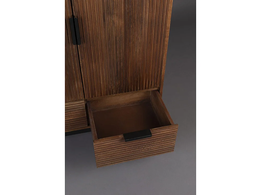 Saroo - Buffet 2 portes 2 tiroirs en bois et métal - Couleur - Bois foncé / noir