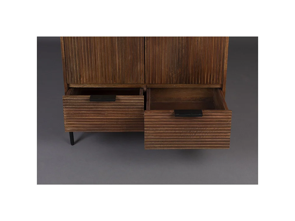 Saroo - Buffet 2 portes 2 tiroirs en bois et métal - Couleur - Bois foncé / noir