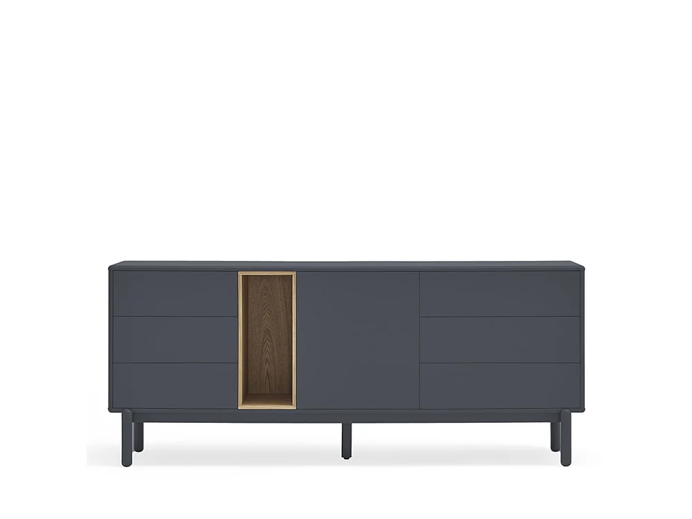 Corvo - Buffet 1 porte 6 tiroirs en bois L180cm : Couleur - Gris anthracite