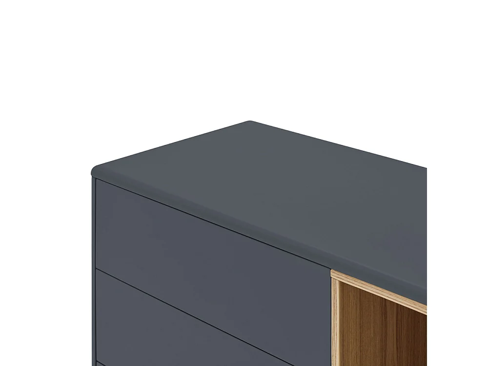 Corvo - Buffet 1 porte 6 tiroirs en bois L180cm : Couleur - Gris anthracite
