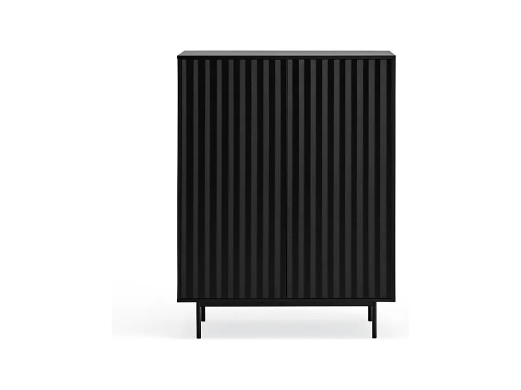 Sierra - Buffet haut en bois 2 portes 2 tiroirs : Couleur - Noir