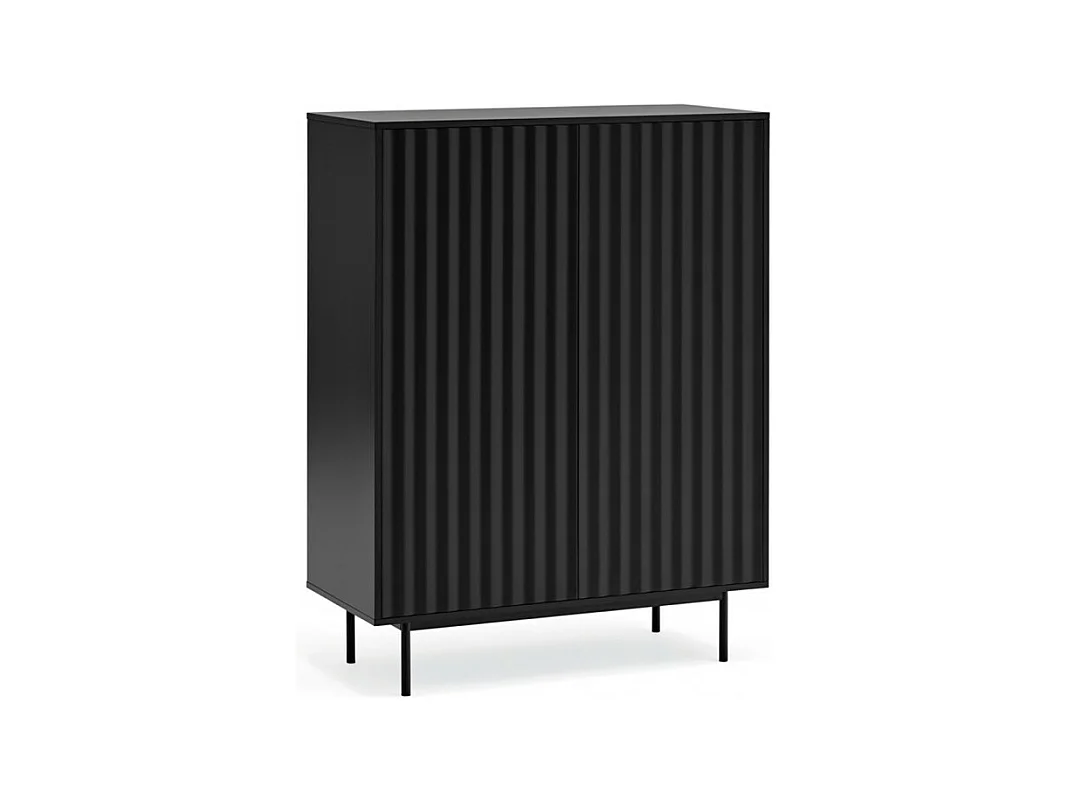 Sierra - Buffet haut en bois 2 portes 2 tiroirs : Couleur - Noir