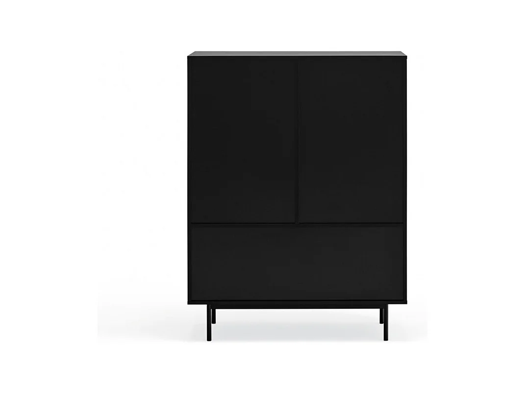 Sierra - Buffet haut en bois 2 portes 2 tiroirs : Couleur - Noir