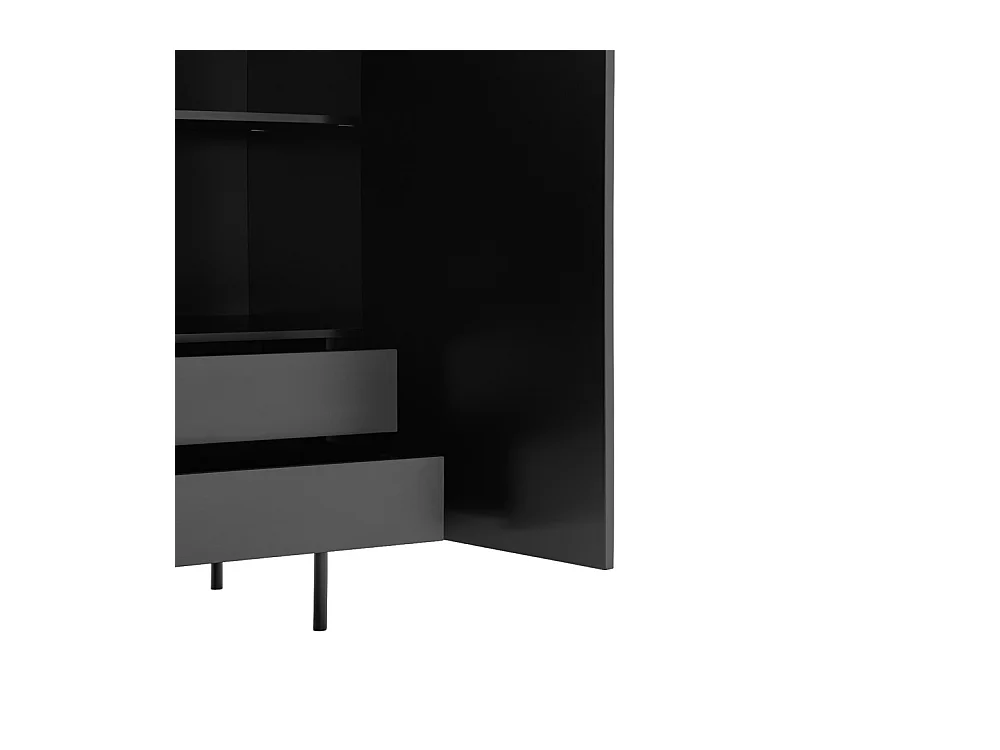 Sierra - Buffet haut en bois 2 portes 2 tiroirs : Couleur - Noir