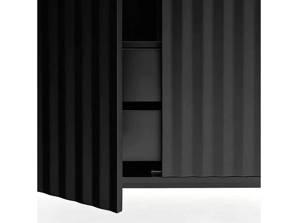 Sierra - Buffet haut en bois 2 portes 2 tiroirs : Couleur - Noir