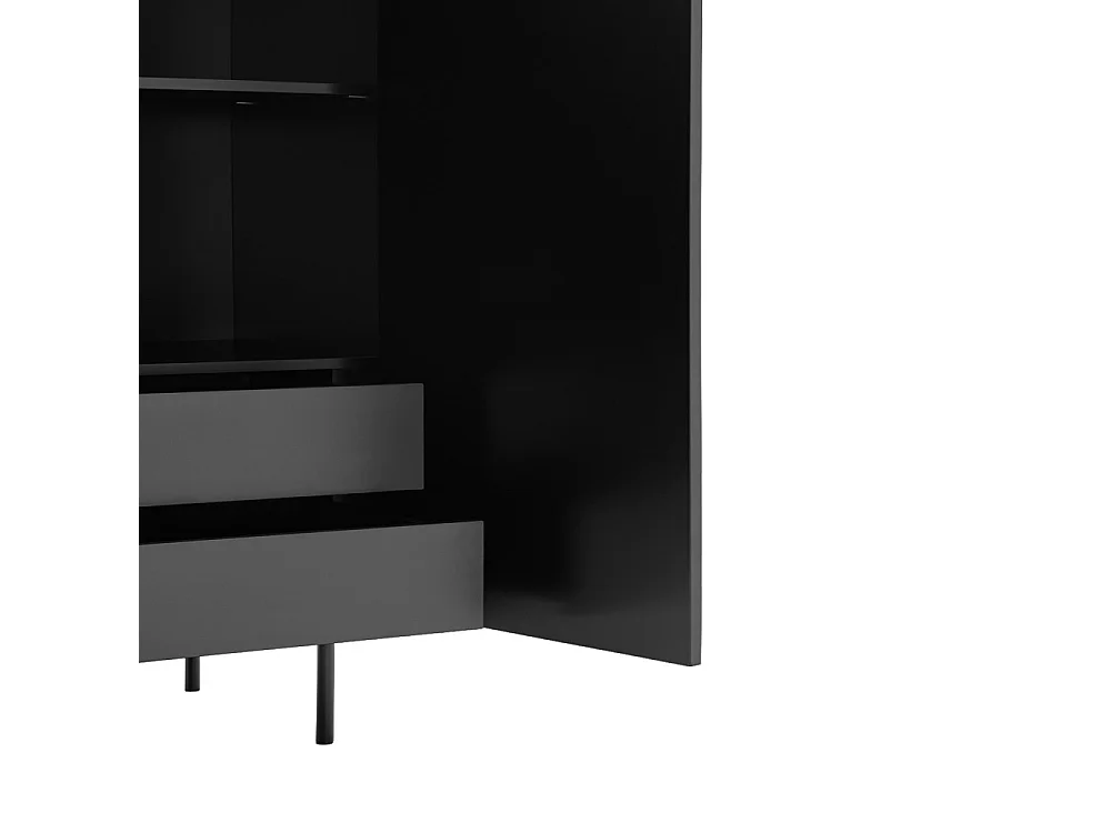 Sierra - Buffet haut en bois 2 portes 2 tiroirs : Couleur - Noir