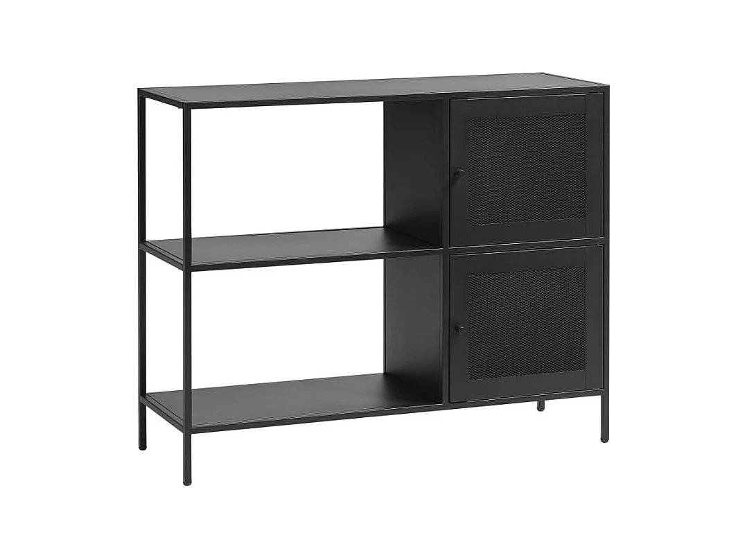 Abel - Buffet 2 portes, 2 niches en métal L100cm : Couleur - Noir