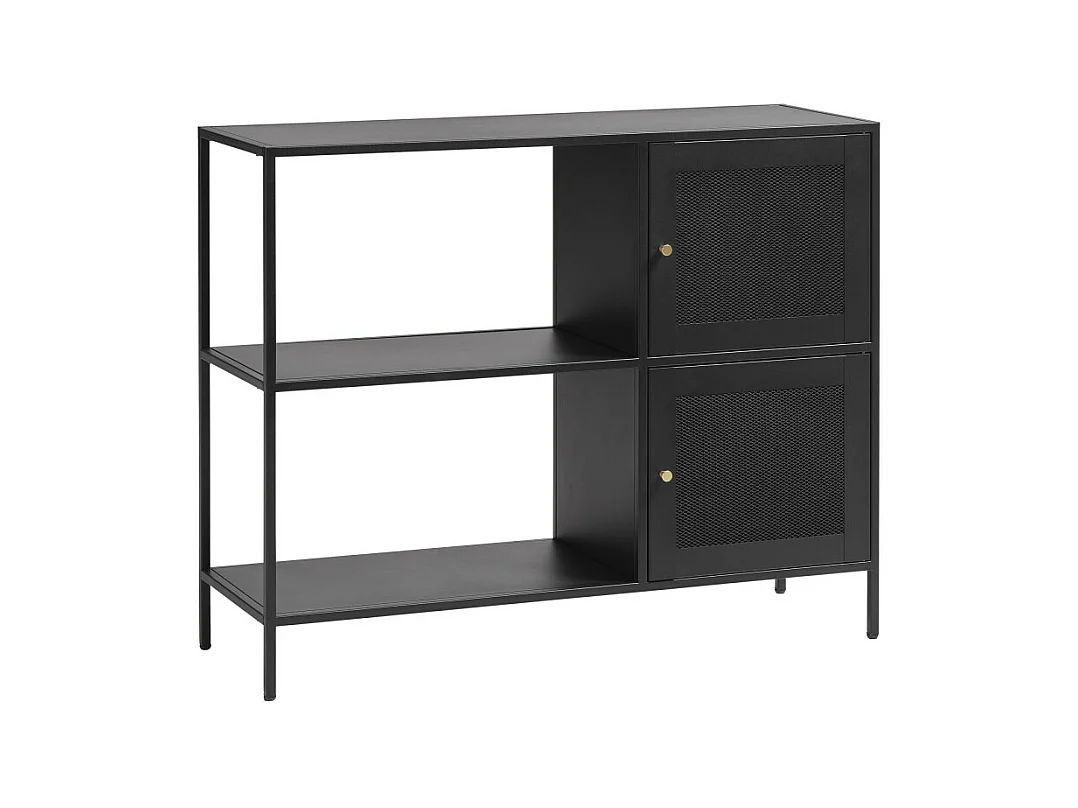 Abel - Buffet 2 portes, 2 niches en métal L100cm : Couleur - Noir