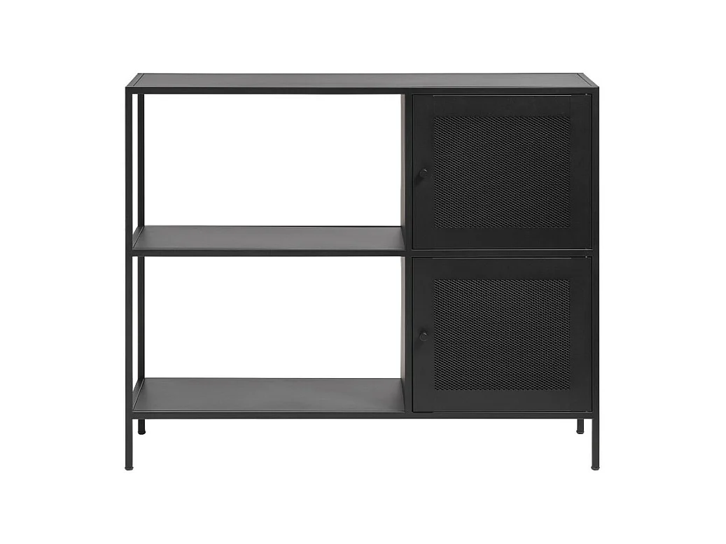 Abel - Buffet 2 portes, 2 niches en métal L100cm : Couleur - Noir