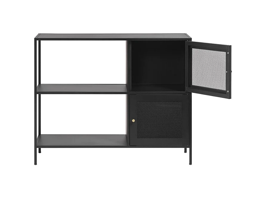 Abel - Buffet 2 portes, 2 niches en métal L100cm : Couleur - Noir