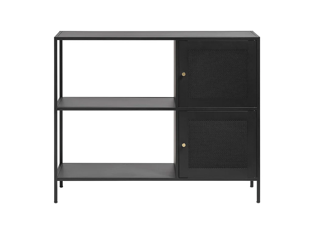 Abel - Buffet 2 portes, 2 niches en métal L100cm : Couleur - Noir