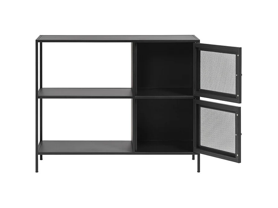 Abel - Buffet 2 portes, 2 niches en métal L100cm : Couleur - Noir