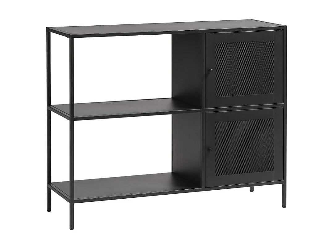 Abel - Buffet 2 portes, 2 niches en métal L100cm : Couleur - Noir