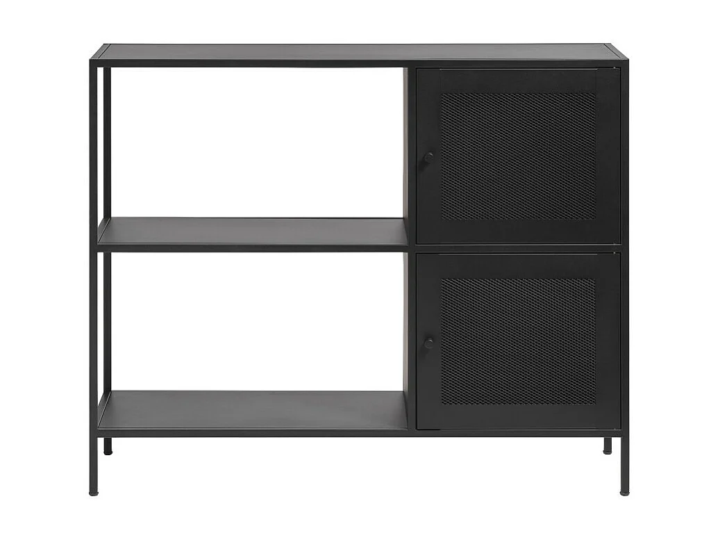 Abel - Buffet 2 portes, 2 niches en métal L100cm : Couleur - Noir