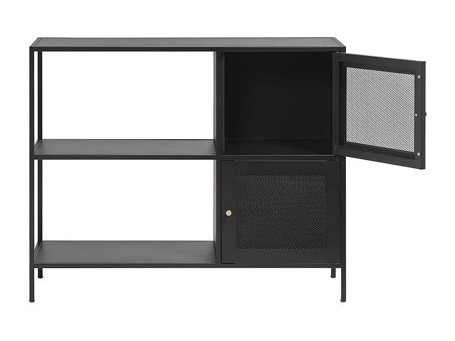 Abel - Buffet 2 portes, 2 niches en métal L100cm : Couleur - Noir