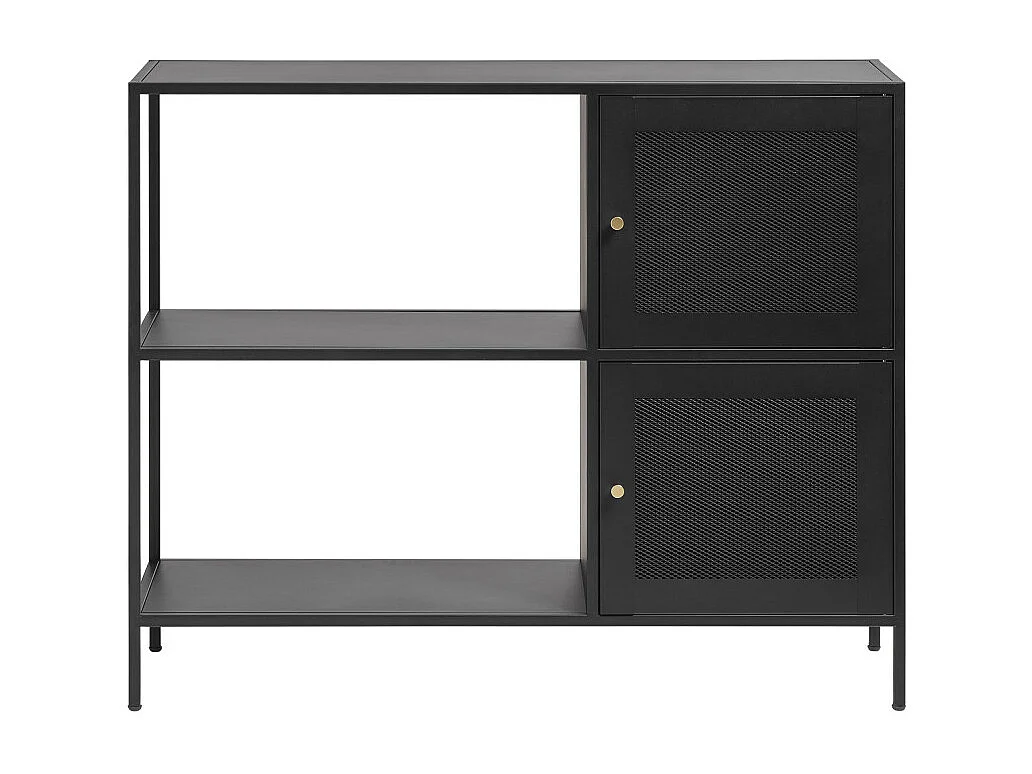 Abel - Buffet 2 portes, 2 niches en métal L100cm : Couleur - Noir