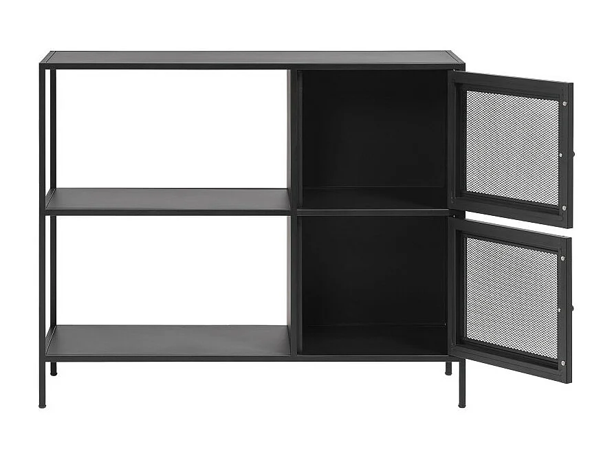 Abel - Buffet 2 portes, 2 niches en métal L100cm : Couleur - Noir