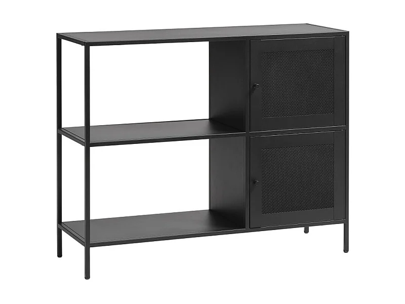 Abel - Buffet 2 portes, 2 niches en métal L100cm : Couleur - Noir