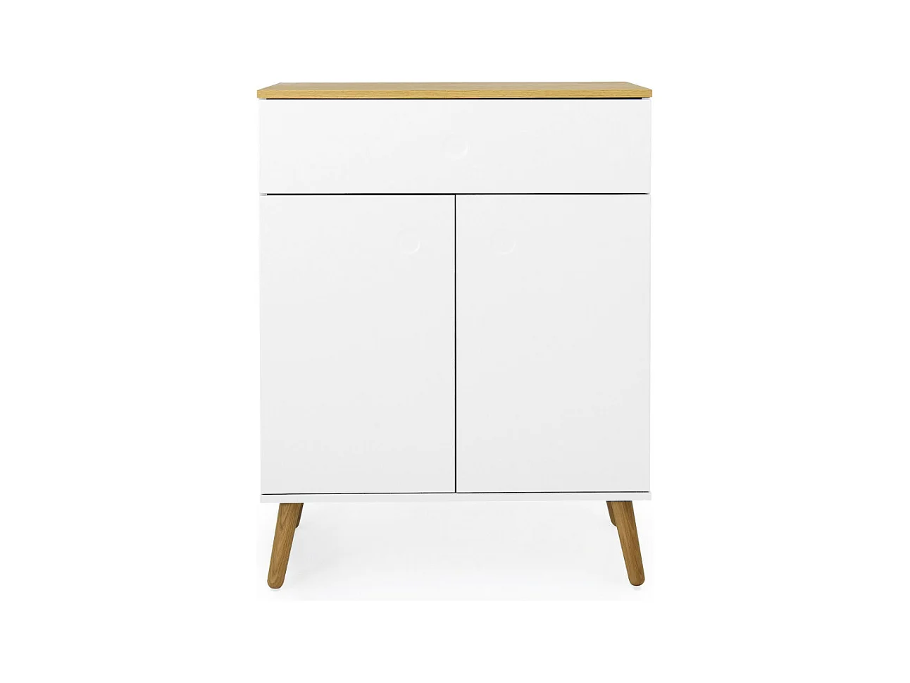 Dot - Petit buffet en bois 1 tiroir 2 portes L74cm : Couleur - Blanc