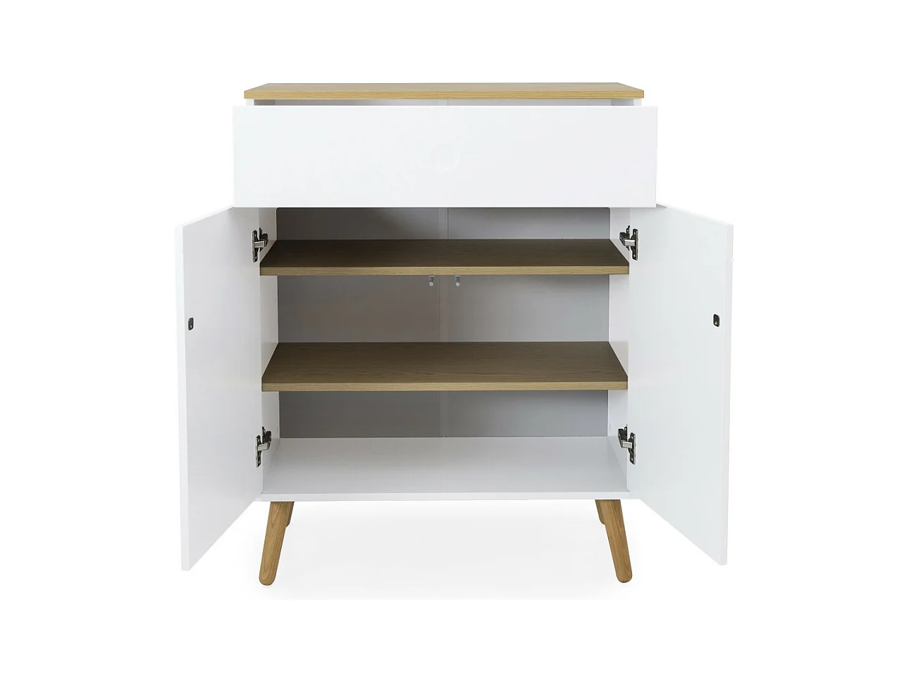 Dot - Petit buffet en bois 1 tiroir 2 portes L74cm : Couleur - Blanc