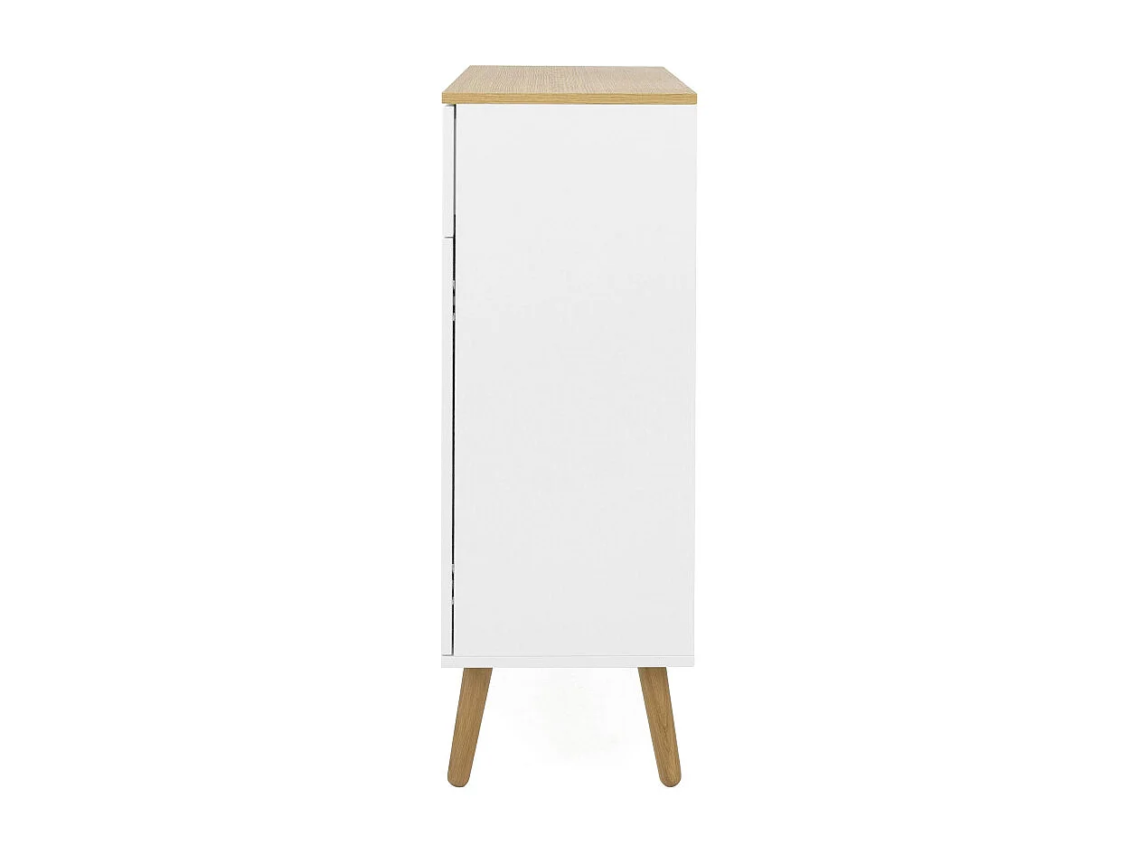 Dot - Petit buffet en bois 1 tiroir 2 portes L74cm : Couleur - Blanc