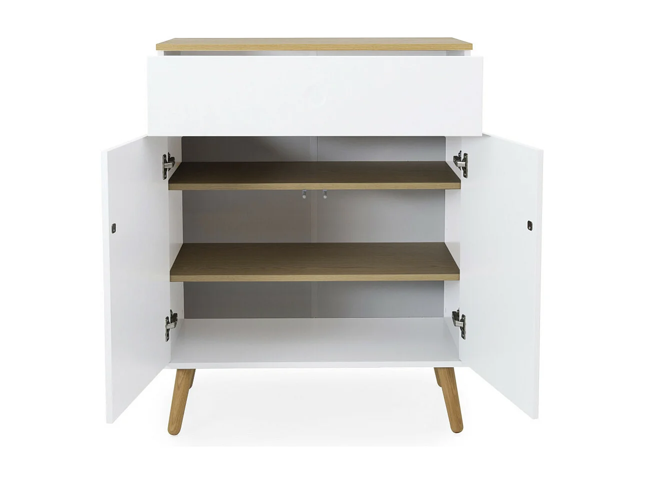 Dot - Petit buffet en bois 1 tiroir 2 portes L74cm : Couleur - Blanc
