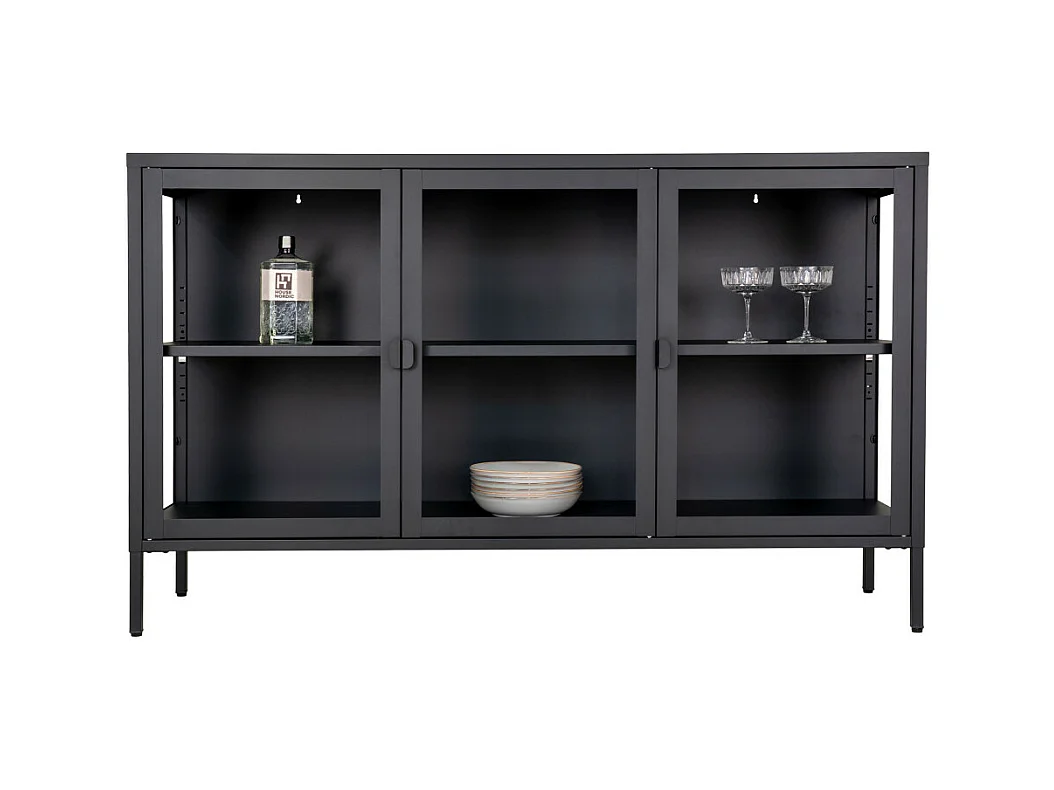 Brisbane Sideboard 3 Glastüren schwarz.
