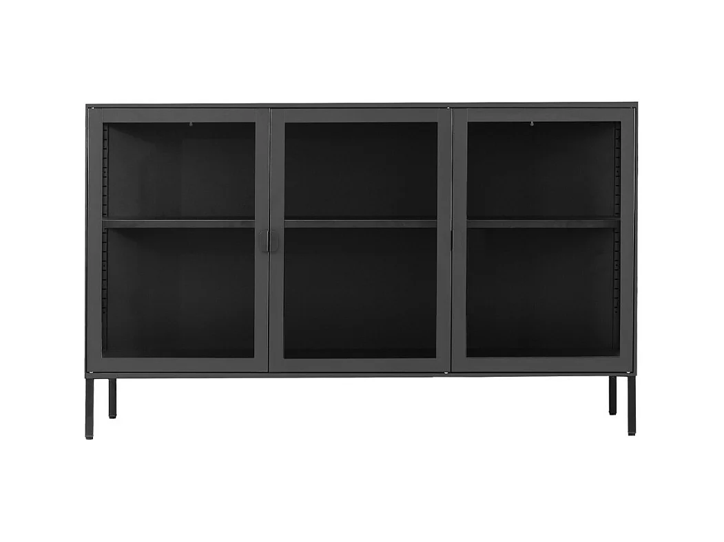 Brisbane - Buffet en verre et métal L140cm : Couleur - Noir