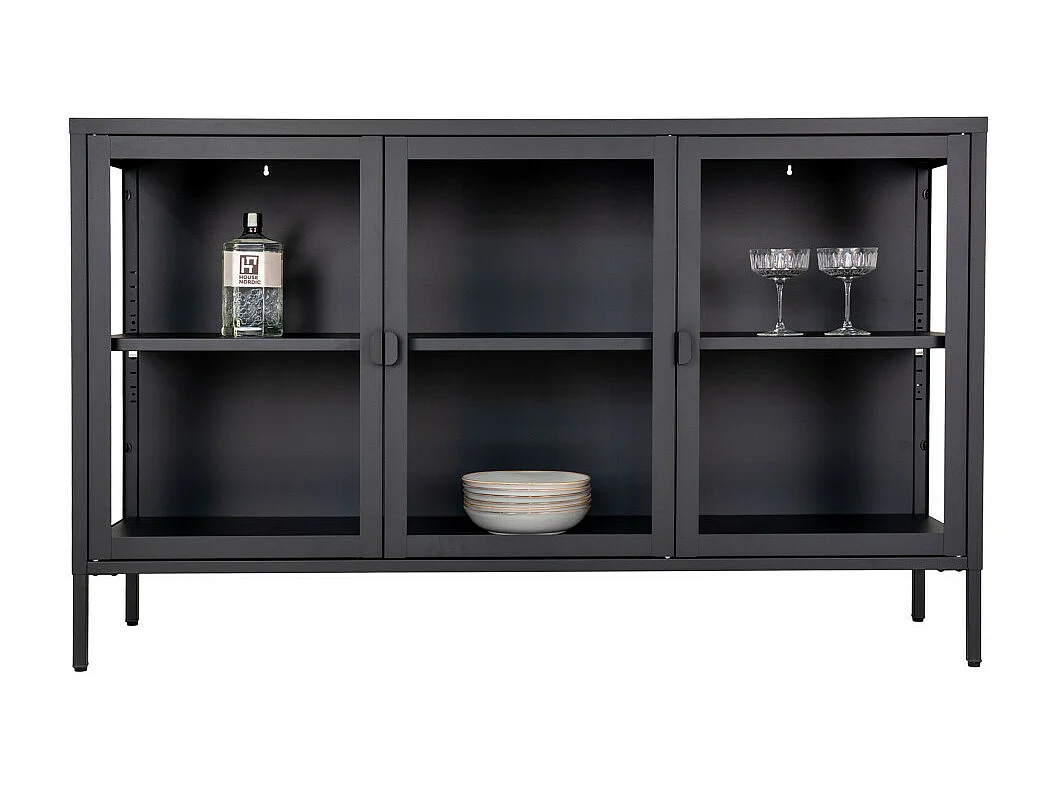 Brisbane dressoir 3 glazen deuren zwart.
