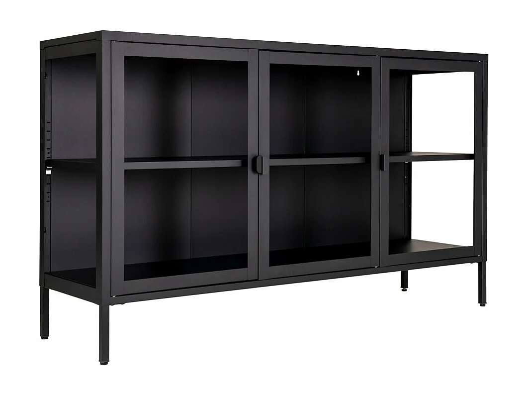 Brisbane dressoir 3 glazen deuren zwart.