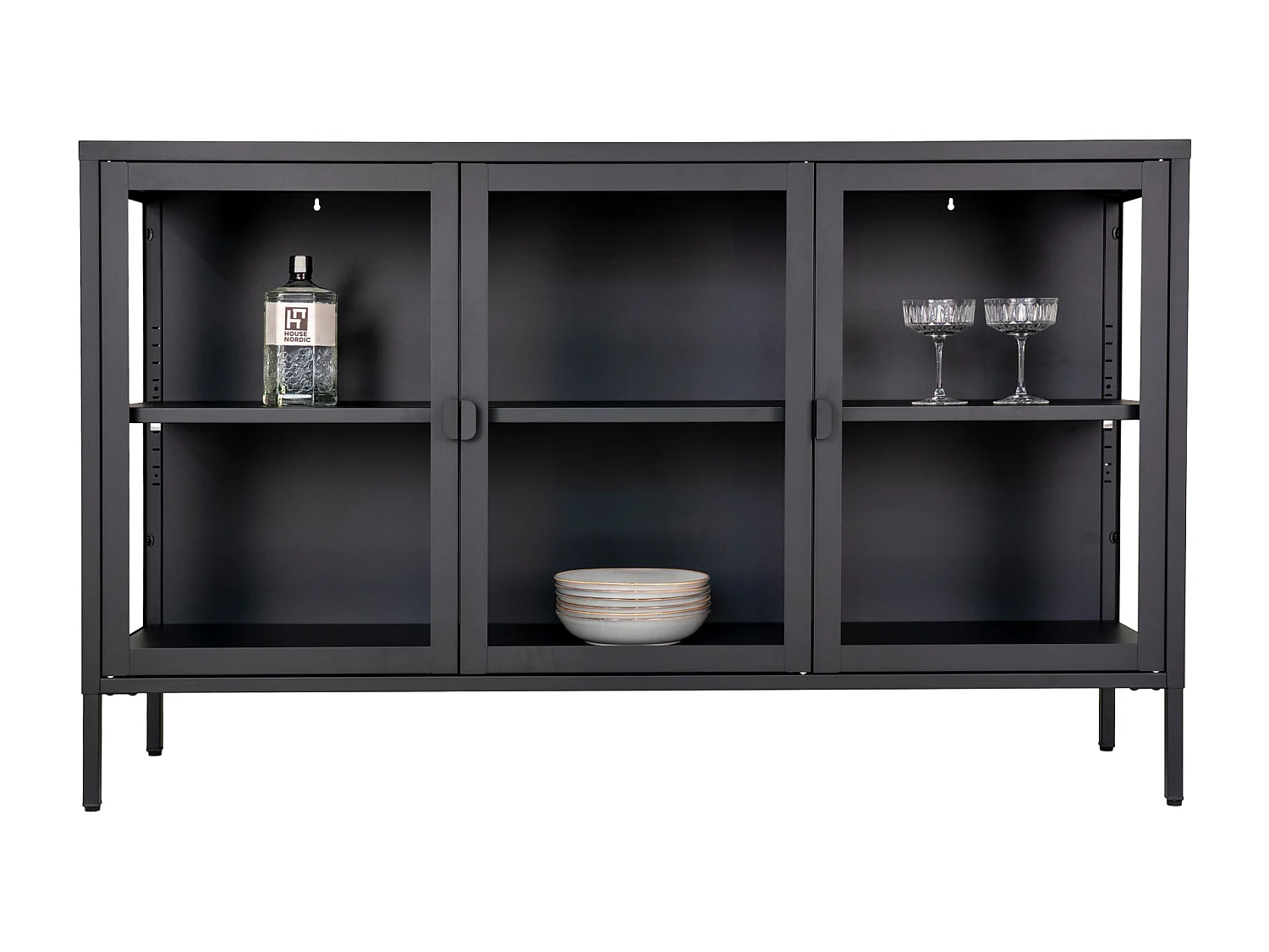 Brisbane Sideboard 3 Glastüren schwarz.