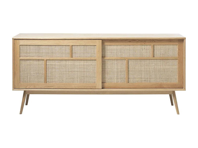 Kiyo - Buffet 2 portes en bois et cannage L180cm - Bois clair