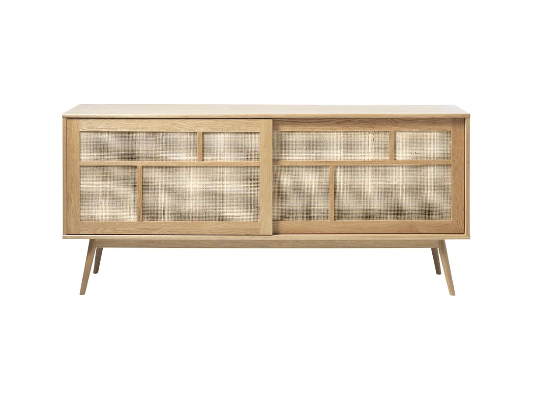 Kiyo - Buffet 2 portes en bois et cannage L180cm - Bois clair