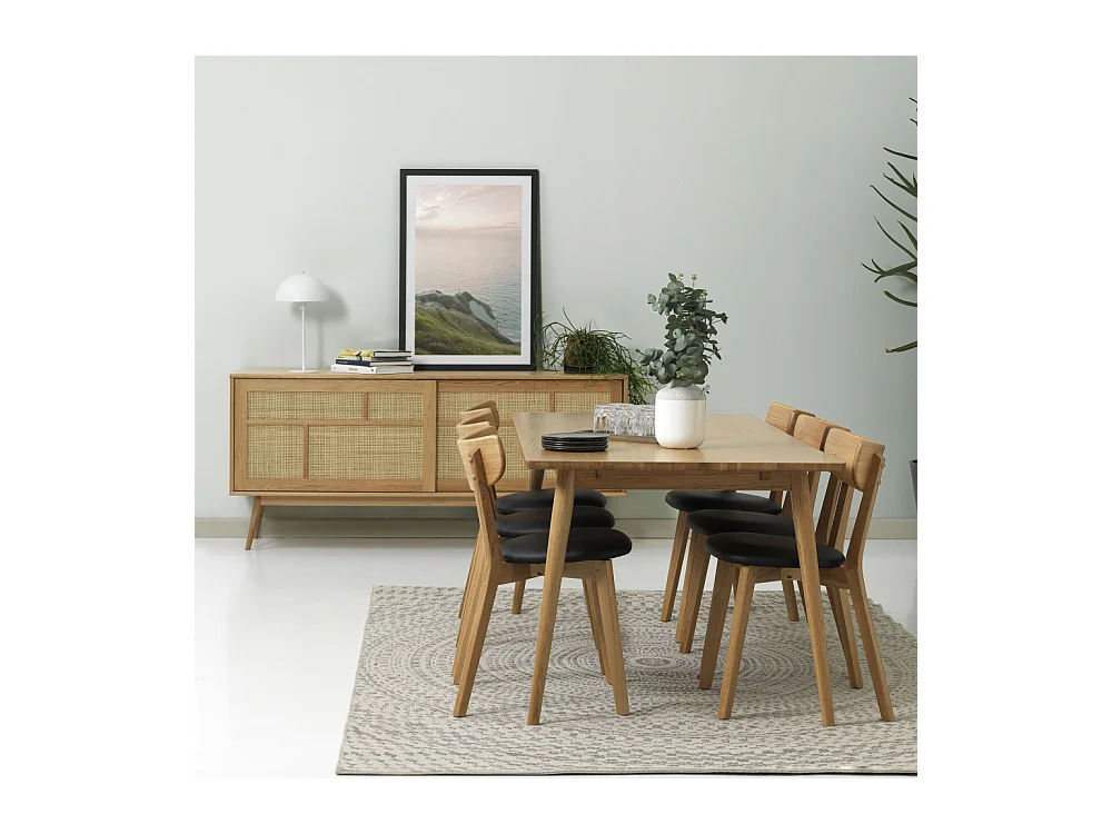 Kiyo - Buffet 2 portes en bois et cannage L180cm - Bois clair