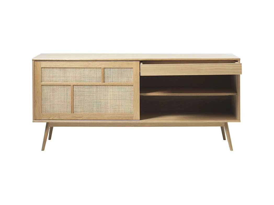 Kiyo - Buffet 2 portes en bois et cannage L180cm - Bois clair