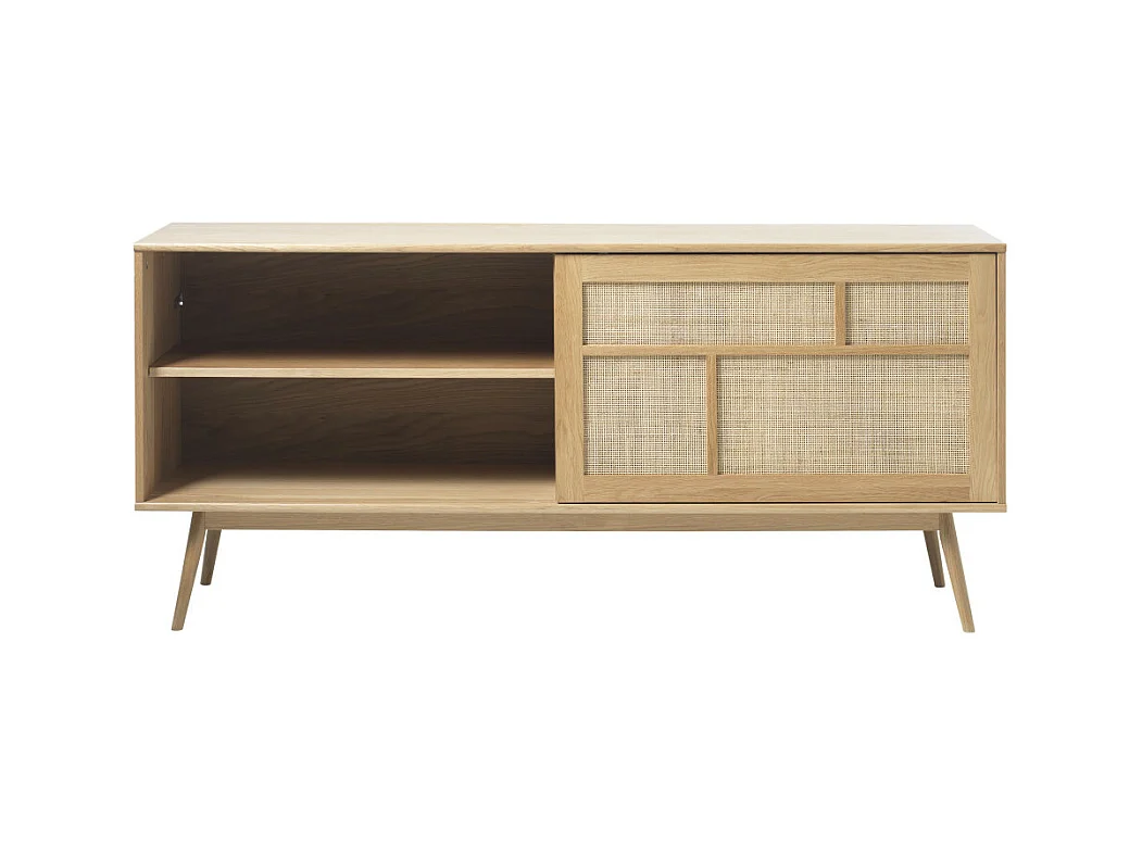 Kiyo - Buffet 2 portes en bois et cannage L180cm - Bois clair
