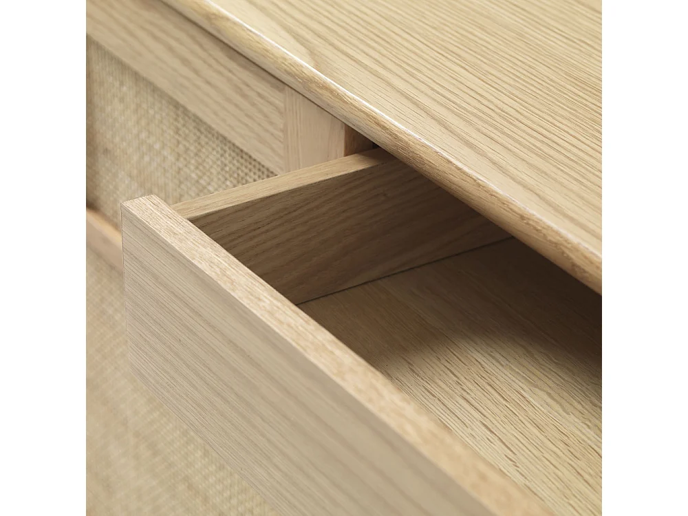 Kiyo - Buffet 2 portes en bois et cannage L180cm - Bois clair