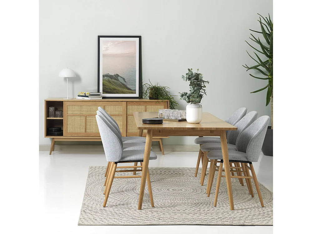 Kiyo - Buffet 2 portes en bois et cannage L180cm - Bois clair