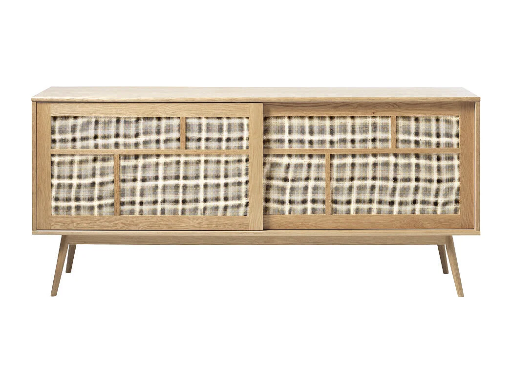 Kiyo - Buffet 2 portes en bois et cannage L180cm - Bois clair
