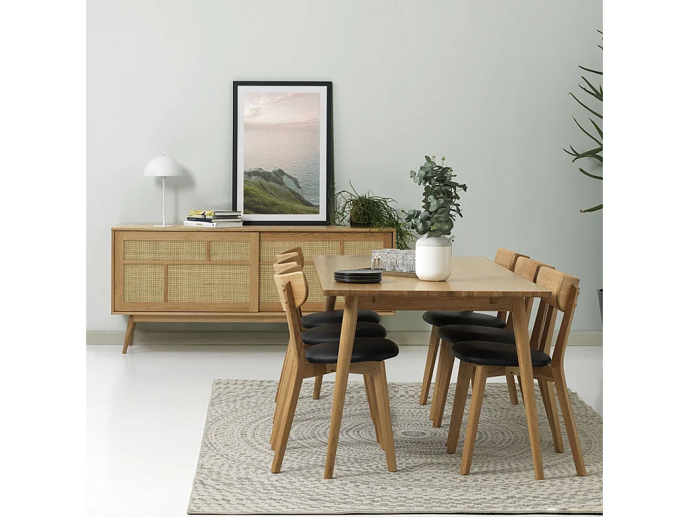 Kiyo - Buffet 2 portes en bois et cannage L180cm - Bois clair