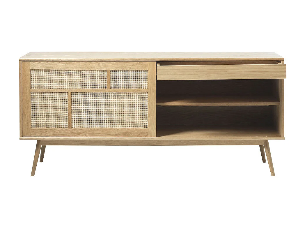 Kiyo - Buffet 2 portes en bois et cannage L180cm - Bois clair