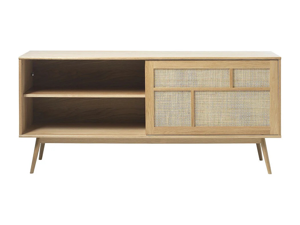 Kiyo - Buffet 2 portes en bois et cannage L180cm - Bois clair