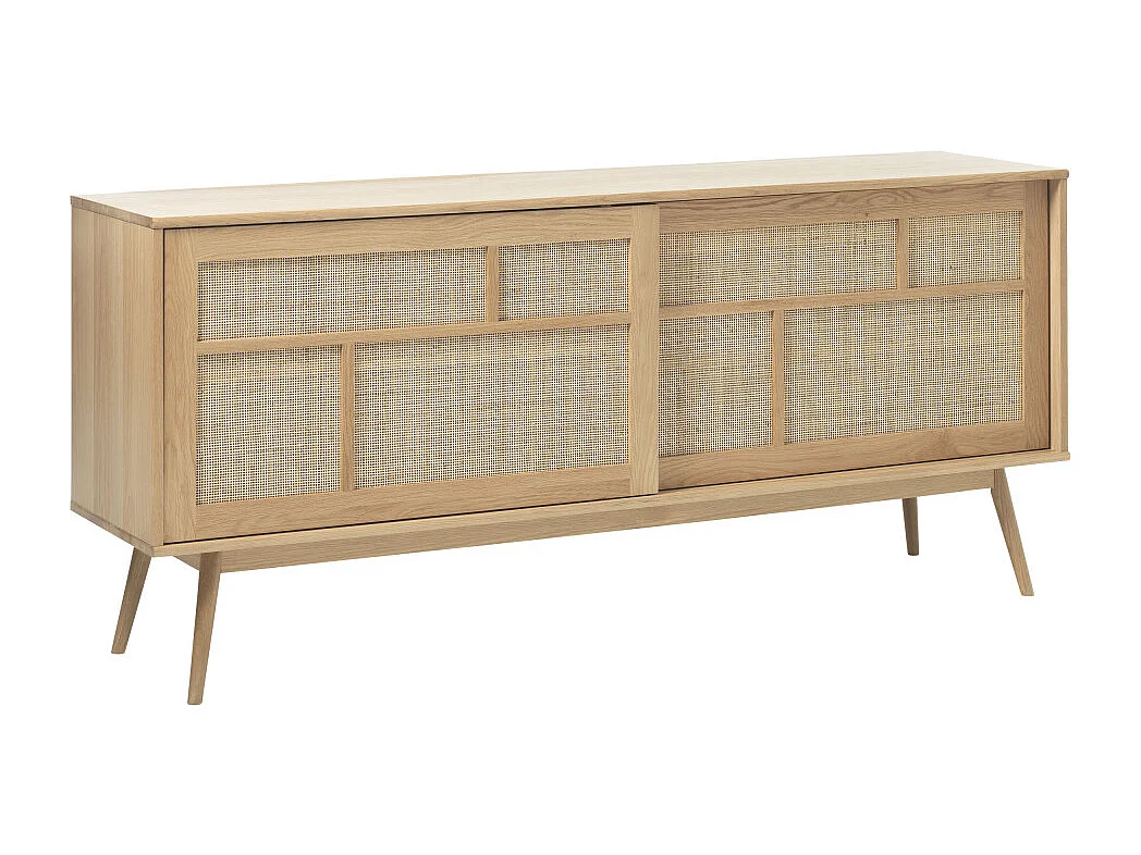 Kiyo - Buffet 2 portes en bois et cannage L180cm - Bois clair