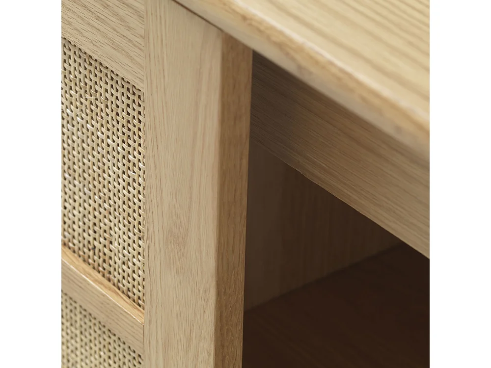 Kiyo - Buffet 2 portes en bois et cannage L180cm - Bois clair