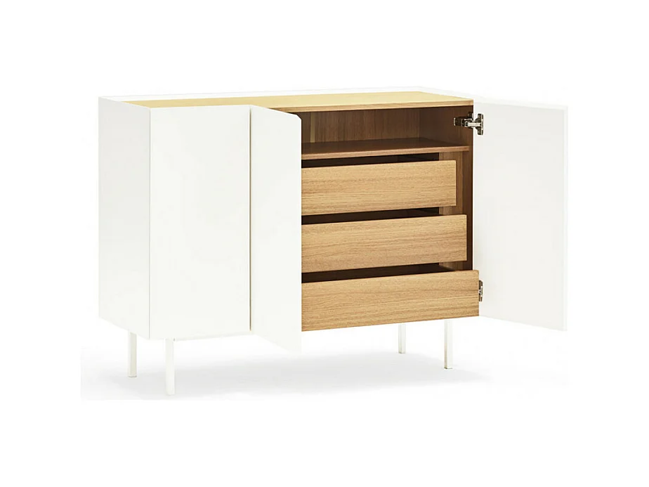 Arista - Buffet en bois 3 portes 3 tiroirs L110cm : Couleur - Blanc