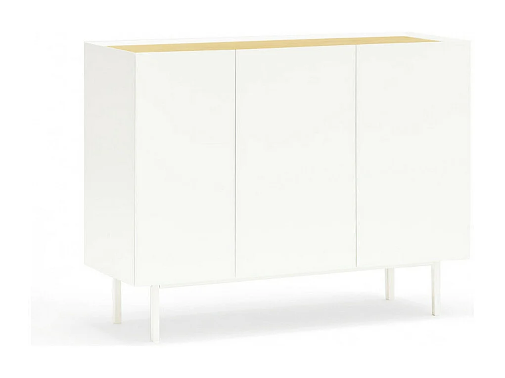 Arista - Buffet en bois 3 portes 3 tiroirs L110cm : Couleur - Blanc