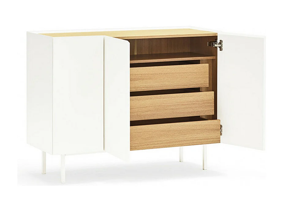 Arista - Buffet en bois 3 portes 3 tiroirs L110cm : Couleur - Blanc